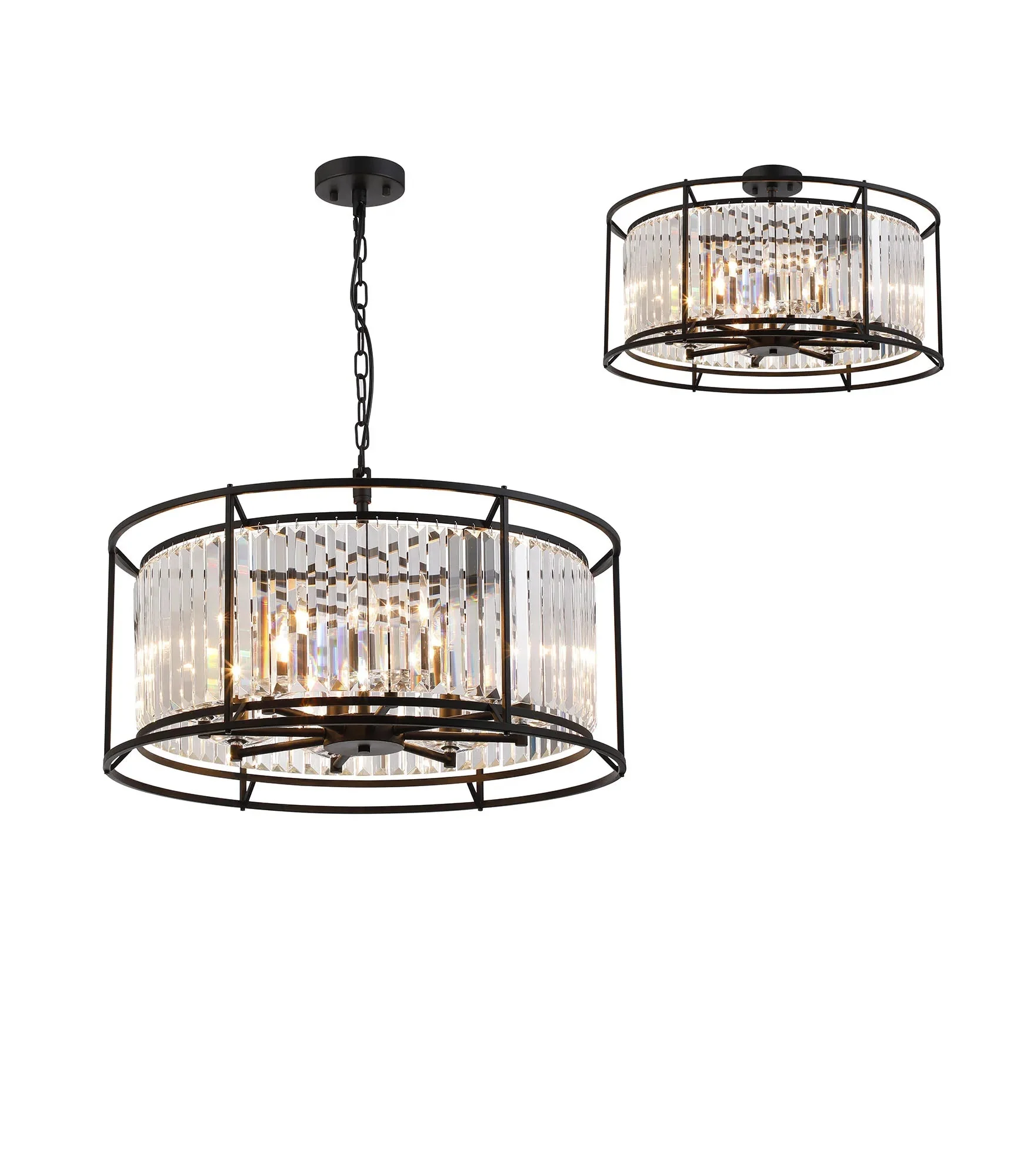 Massa 8/10Lt Crystal Ceiling Light/Semi Flush Convertible - Various Finish - Image 2