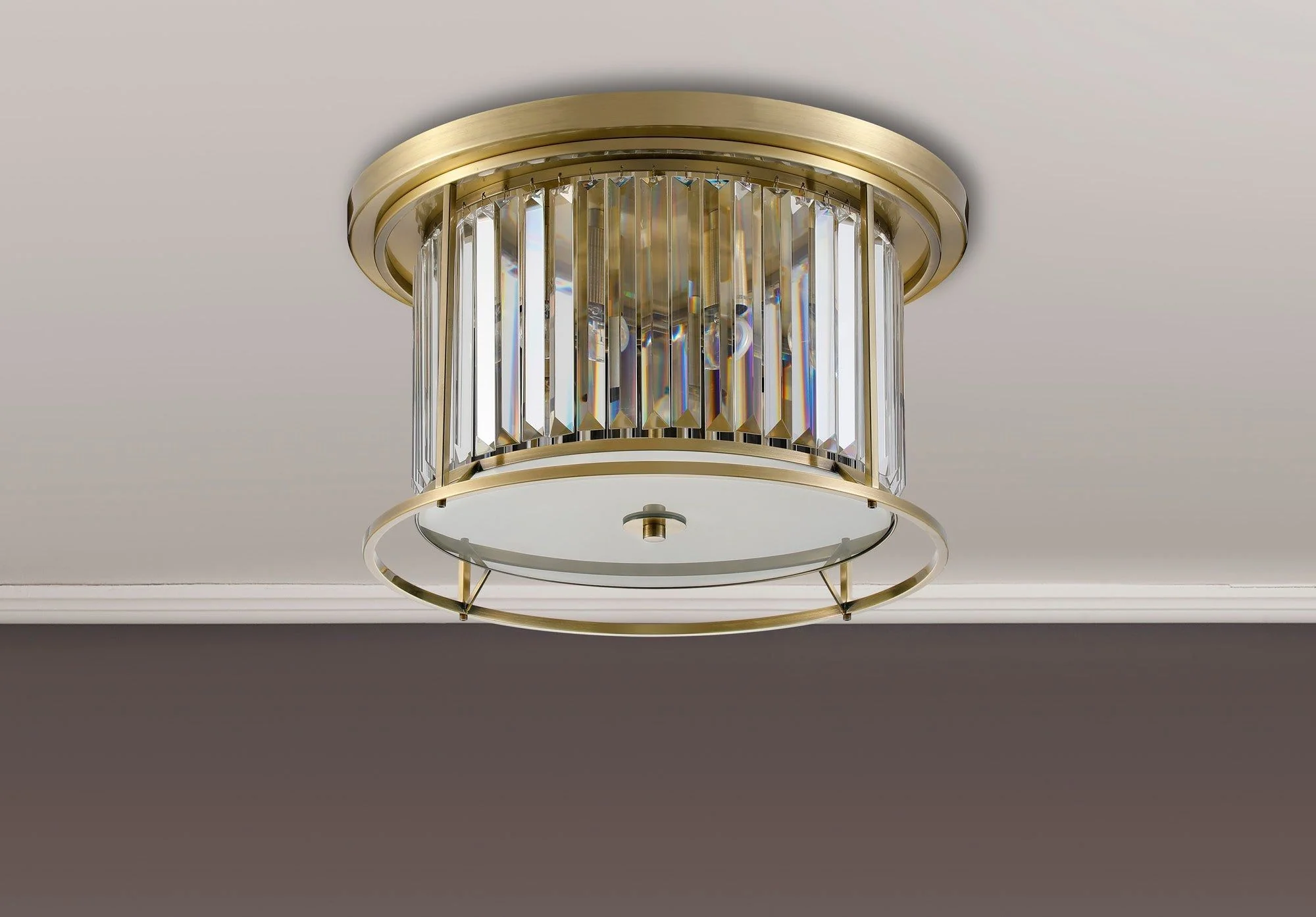 Massa Flush Ceiling Light, 3/4/6Lt x E27 - Satin Black & Clear/Antique Brass & Clear/Polished Nickel & Clear IP20 - Image 12