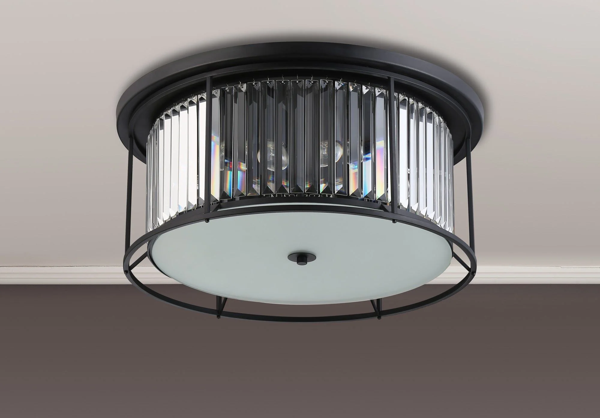 Massa Flush Ceiling Light, 3/4/6Lt x E27 - Satin Black & Clear/Antique Brass & Clear/Polished Nickel & Clear IP20 - Image 18