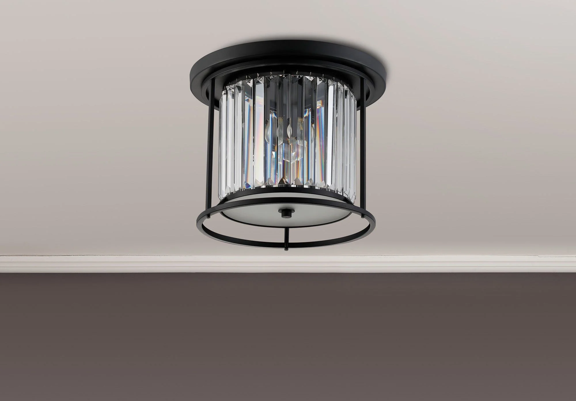 Massa Flush Ceiling Light, 3/4/6Lt x E27 - Satin Black & Clear/Antique Brass & Clear/Polished Nickel & Clear IP20 - Image 2