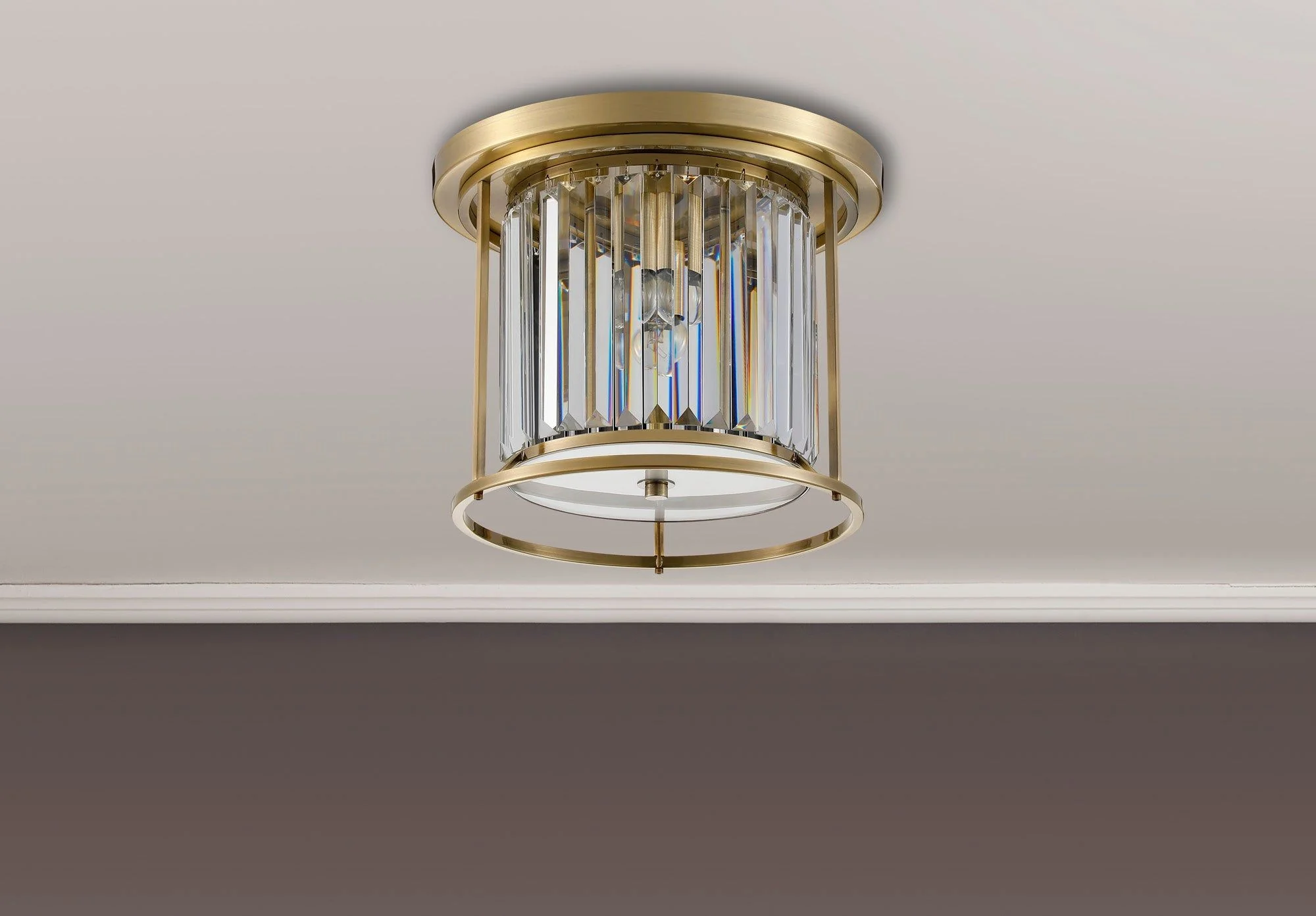 Massa Flush Ceiling Light, 3/4/6Lt x E27 - Satin Black & Clear/Antique Brass & Clear/Polished Nickel & Clear IP20 - Image 4