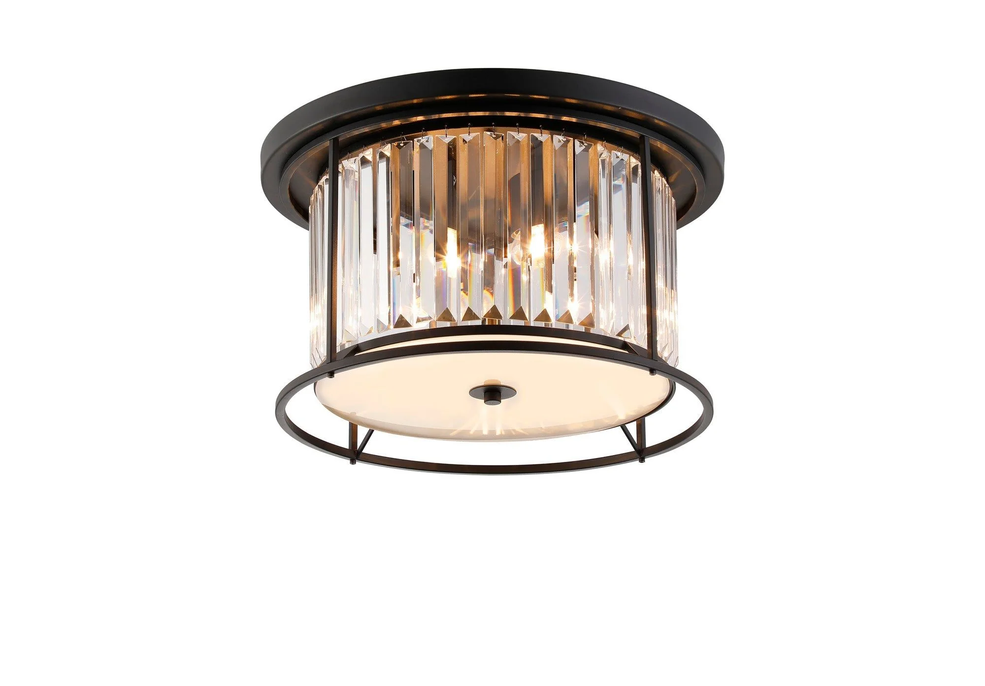 Massa Flush Ceiling Light, 3/4/6Lt x E27 - Satin Black & Clear/Antique Brass & Clear/Polished Nickel & Clear IP20 - Image 8