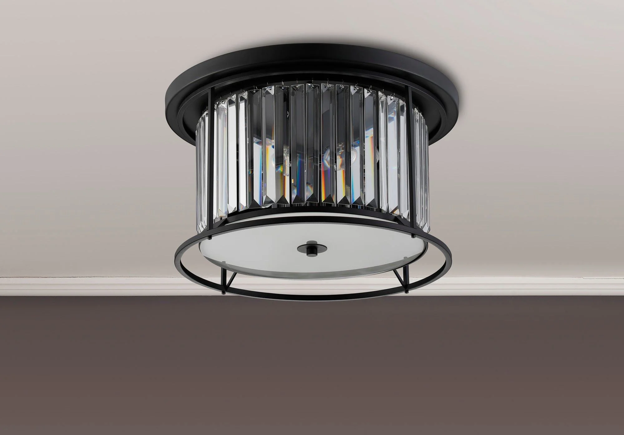 Massa Flush Ceiling Light, 3/4/6Lt x E27 - Satin Black & Clear/Antique Brass & Clear/Polished Nickel & Clear IP20 - Image 9