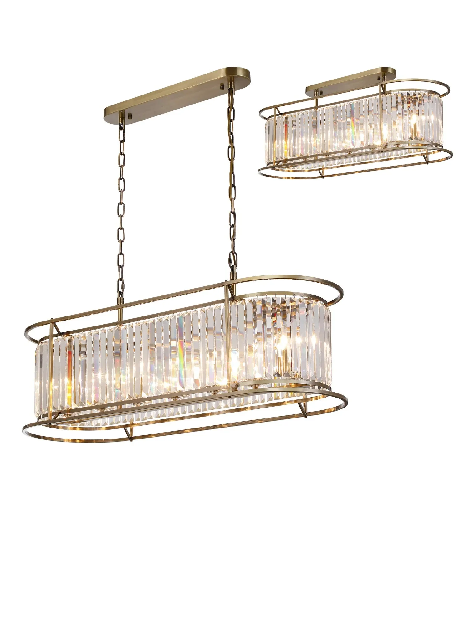 Massa Kitchen Table/Island Ceiling Light, 7Lt x E14 - Satin Black & Clear/Antique Brass & Clear/Polished Nickel & Clear IP20 - Image 4