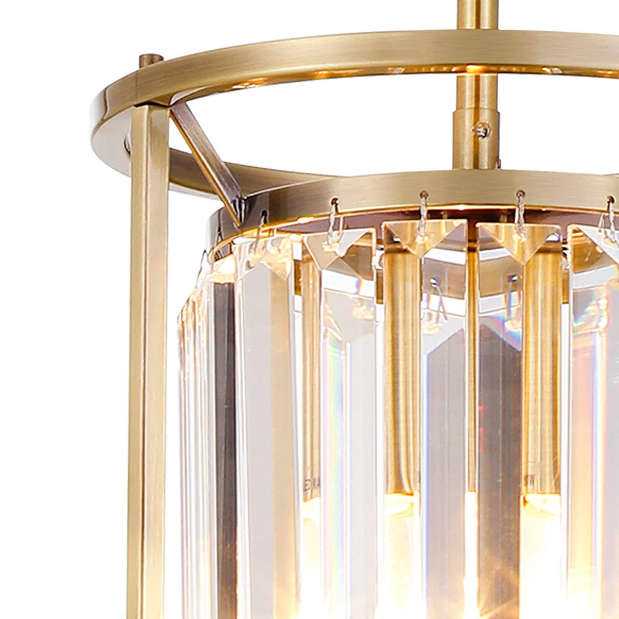Massa Semi Flush Ceiling Light, 1Lt x E27 Antique Brass & Clear IP20- Promotional Offer - Image 2