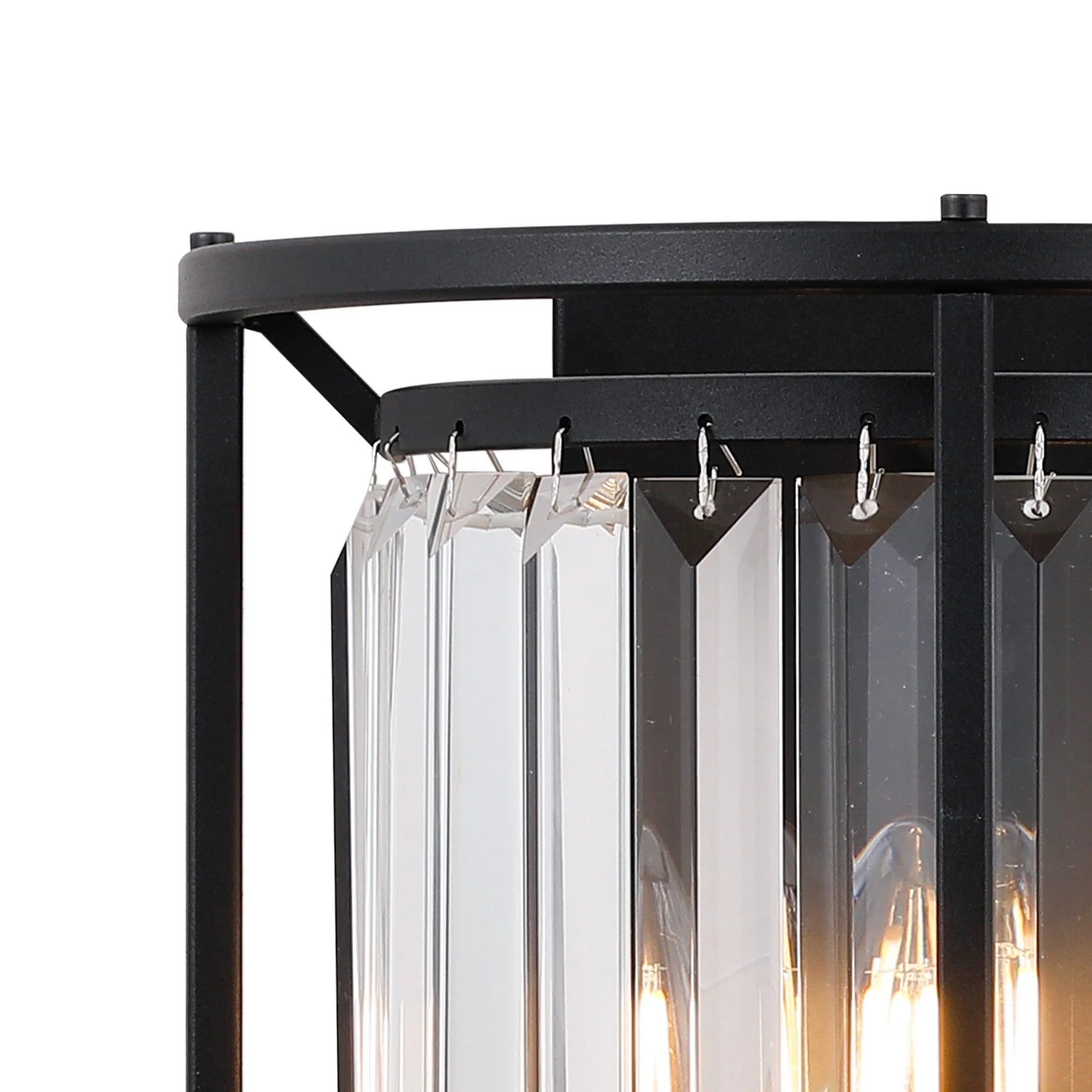 Massa Wall Light, 2Lt x E14 - Satin Black & Clear/Antique Brass & Clear/Polished Nickel & Clear IP20 - Image 2