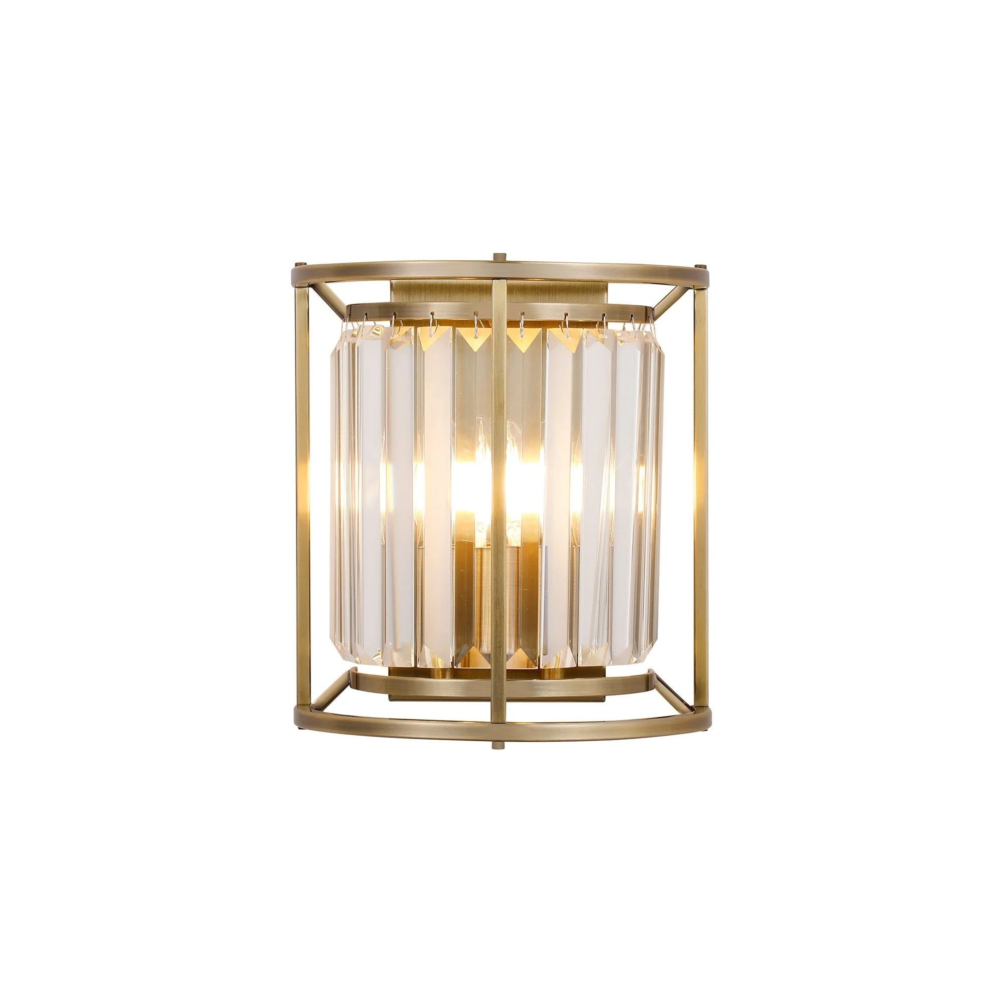 Massa Wall Light, 2Lt x E14 - Satin Black & Clear/Antique Brass & Clear/Polished Nickel & Clear IP20 - Image 3