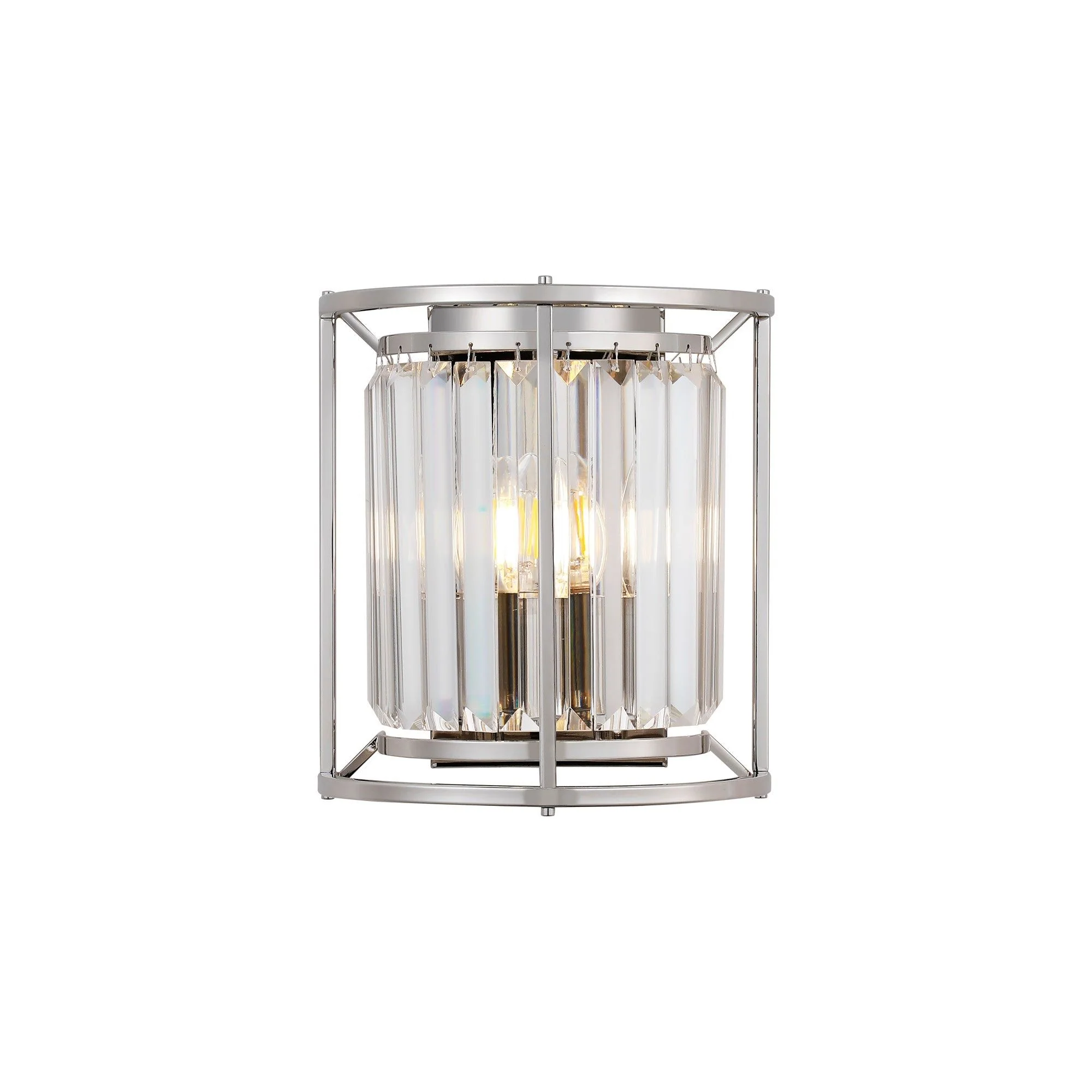 Massa Wall Light, 2Lt x E14 - Satin Black & Clear/Antique Brass & Clear/Polished Nickel & Clear IP20 - Image 5