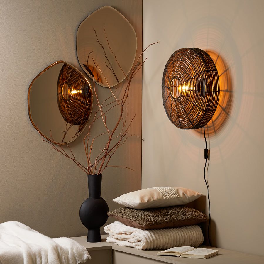 Mataka Medium & Large Wall Lamp - Rattan Finish - Image 8