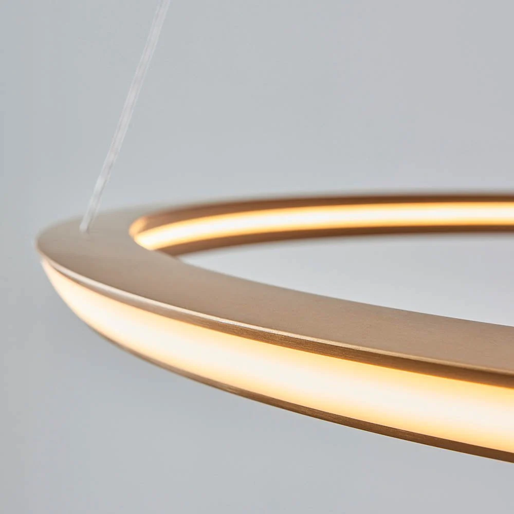 Mateo Satin Gold LED Ring Pendant - Image 3