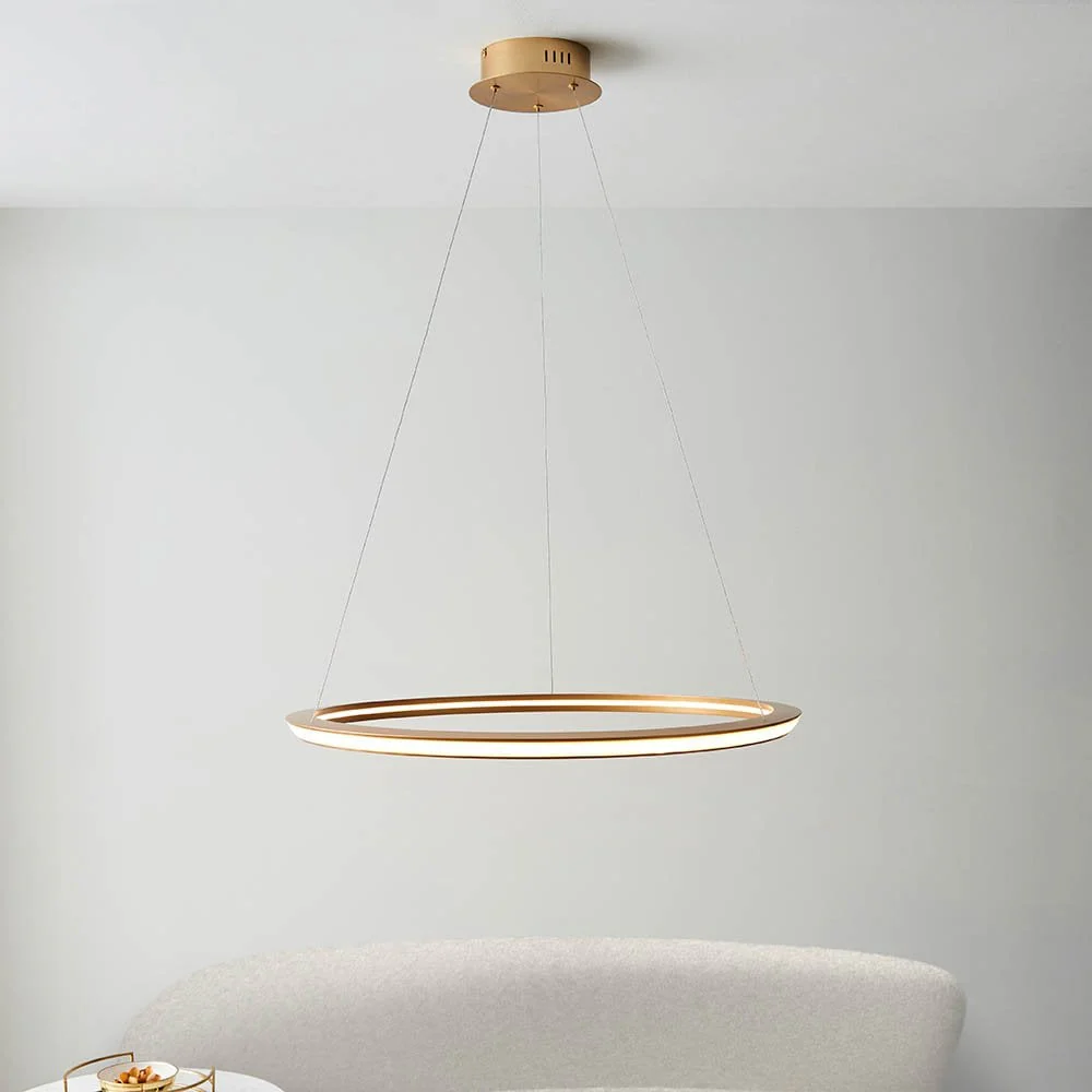 Mateo Satin Gold LED Ring Pendant - Image 4