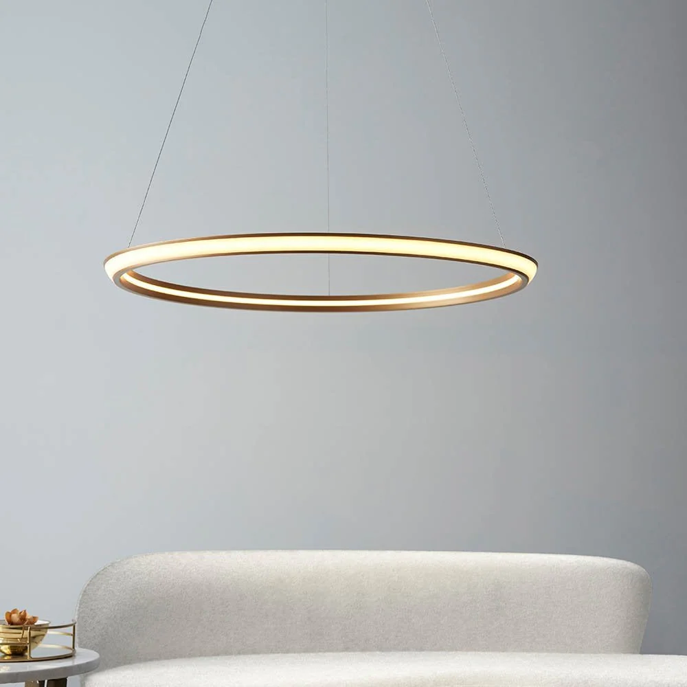 Mateo Satin Gold LED Ring Pendant - Image 5