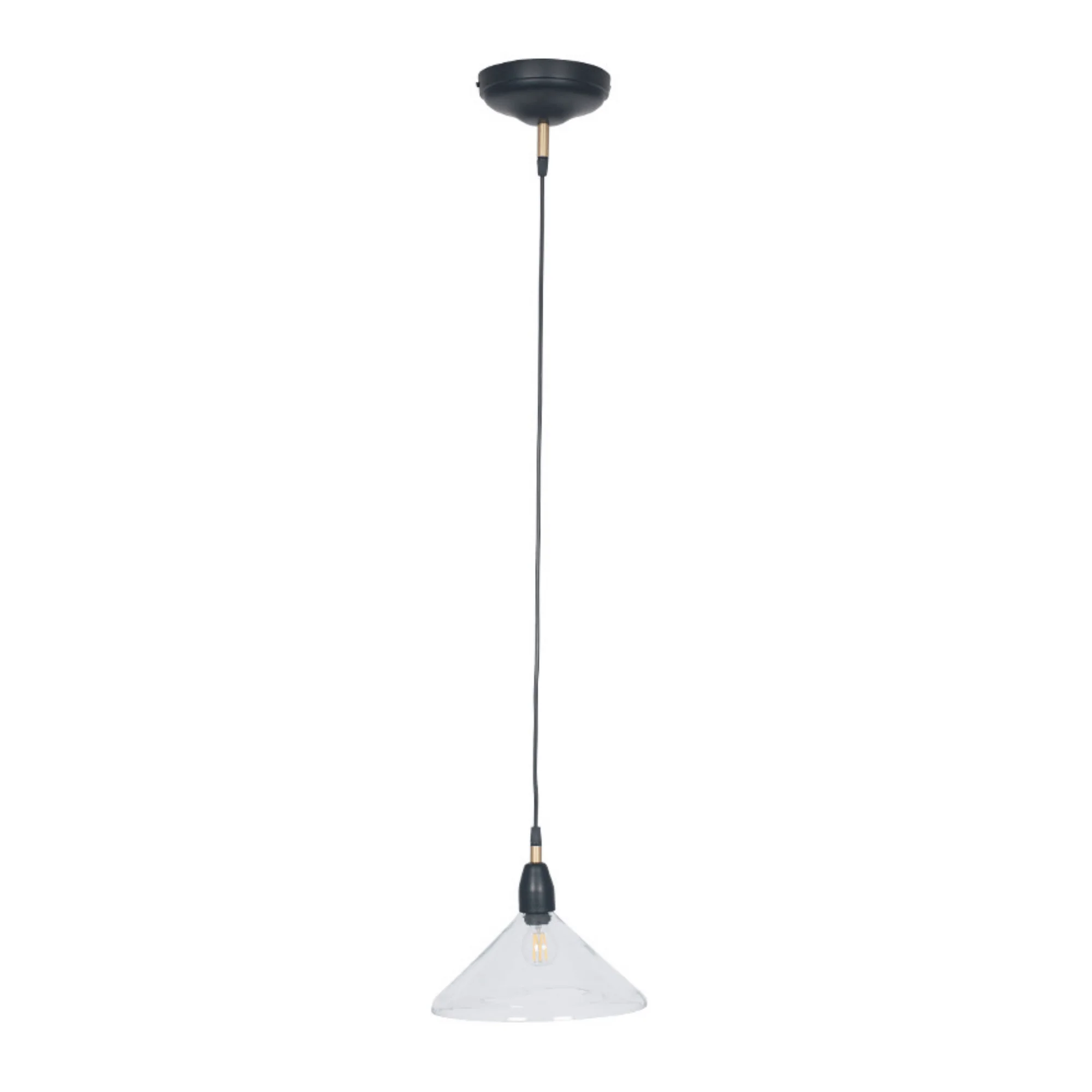 Matt Black and Clear Glass Cone Pendant - Image 2