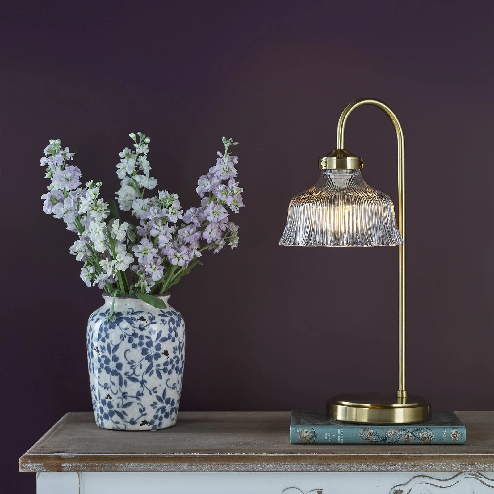 Maude Table Lamp Natural Brass And Ribbed Glass E14 - Image 5