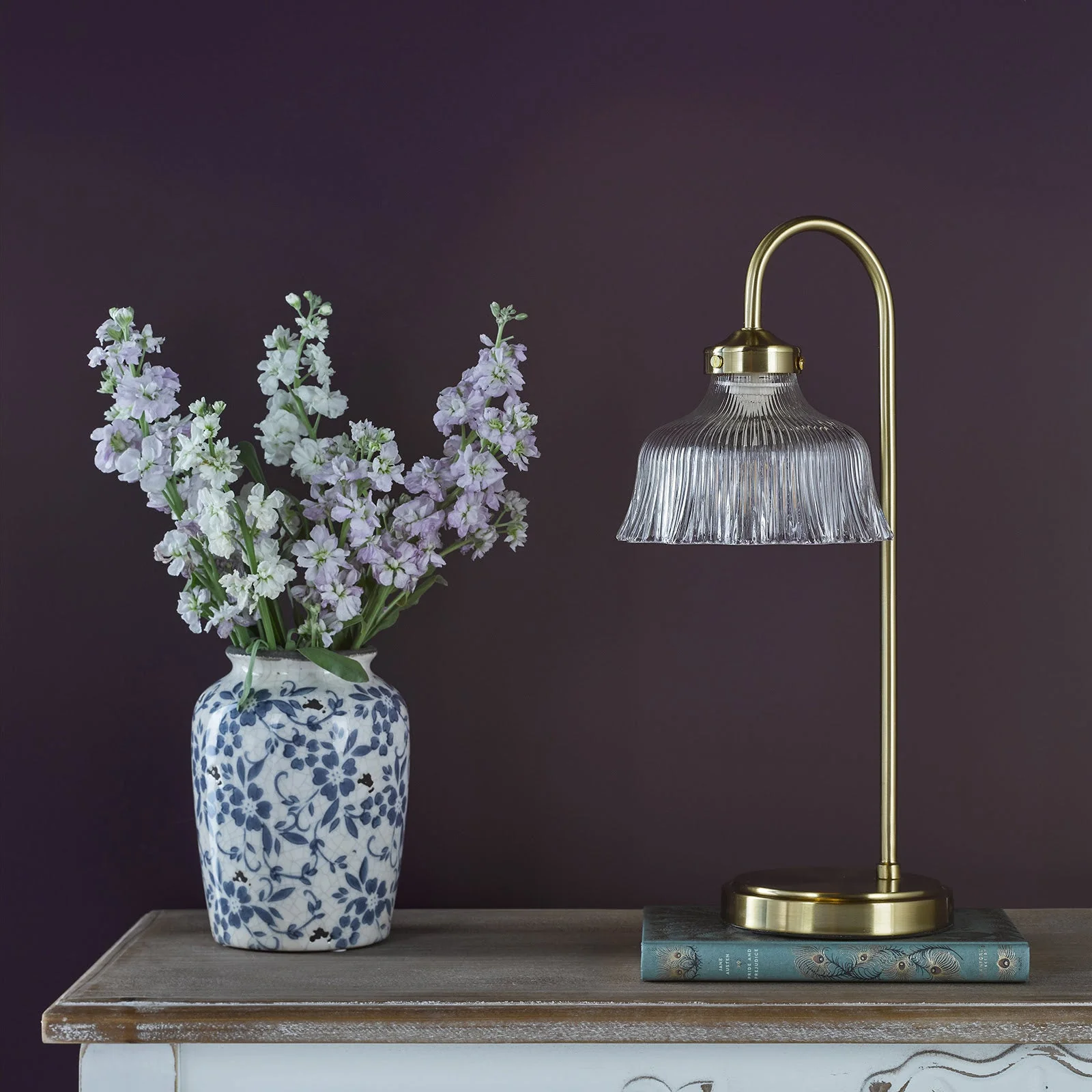 Maude Table Lamp Natural Brass And Ribbed Glass E14 - Image 6