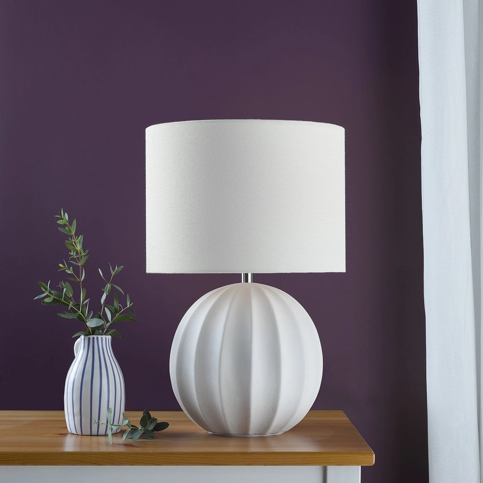 Mavis Ceramic Table Lamp Cream With Shade E27 - Image 5