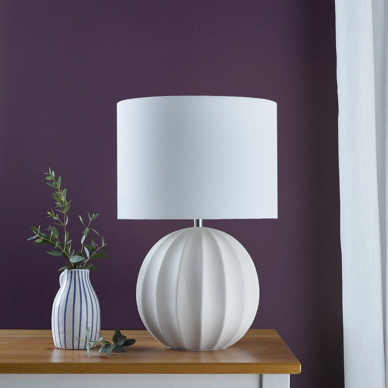 Mavis Ceramic Table Lamp Cream With Shade E27 - Image 6