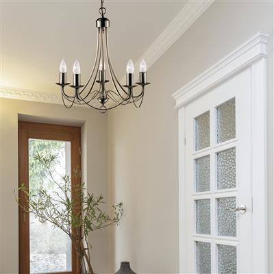 Mayfair 3/5/8 Lt Pendant - Satin Silver/Black Iron/Antique Brass Finish - Image 15