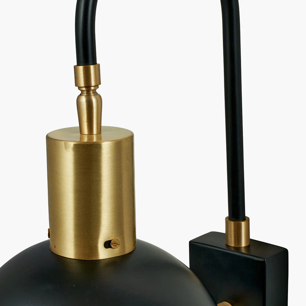 Mayfair Matt Black Domed Task Wall Light ES/E27 Golf Ball/12W CFL - Image 6
