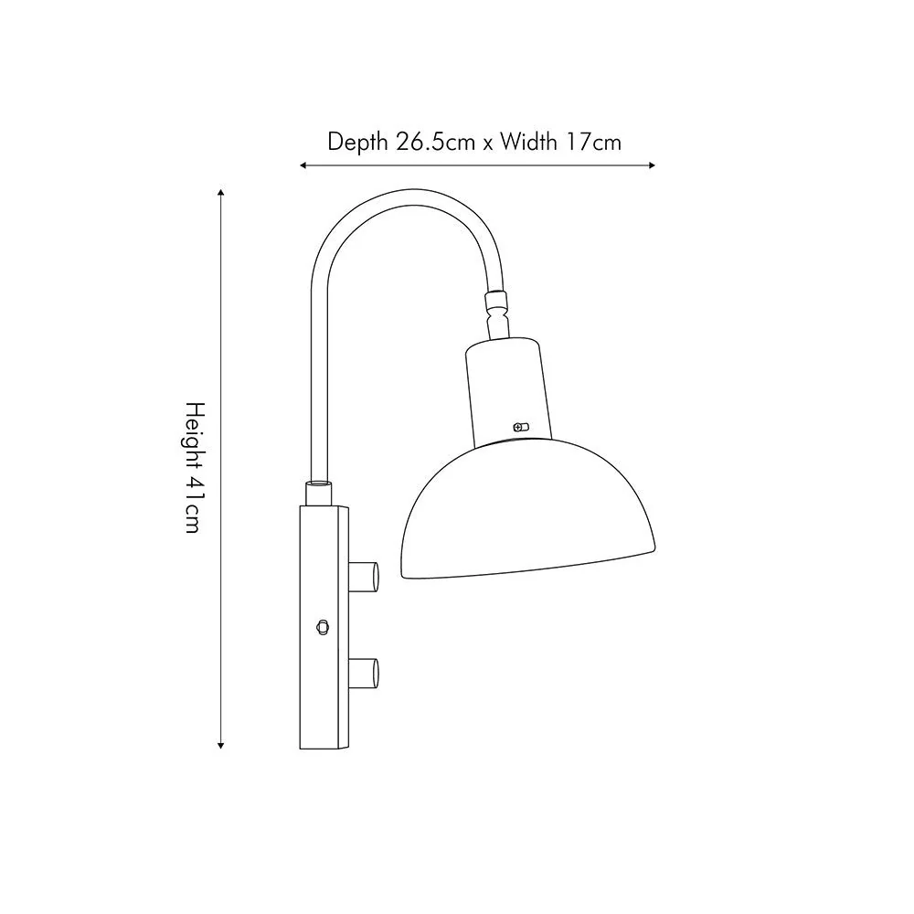 Mayfair Matt Black Domed Task Wall Light ES/E27 Golf Ball/12W CFL - Image 9