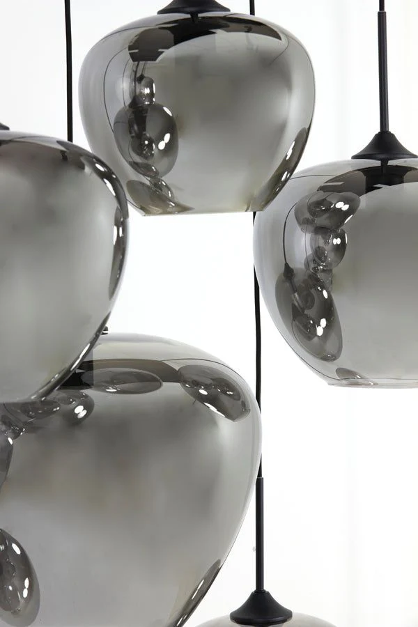 Mayson 10Lt Hanging Lamp - Smoked Glass & Matt Black Finish - Image 3