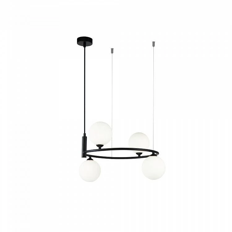 Ring 4Lt Pendant Lamp - Black/White/Brass - Image 2