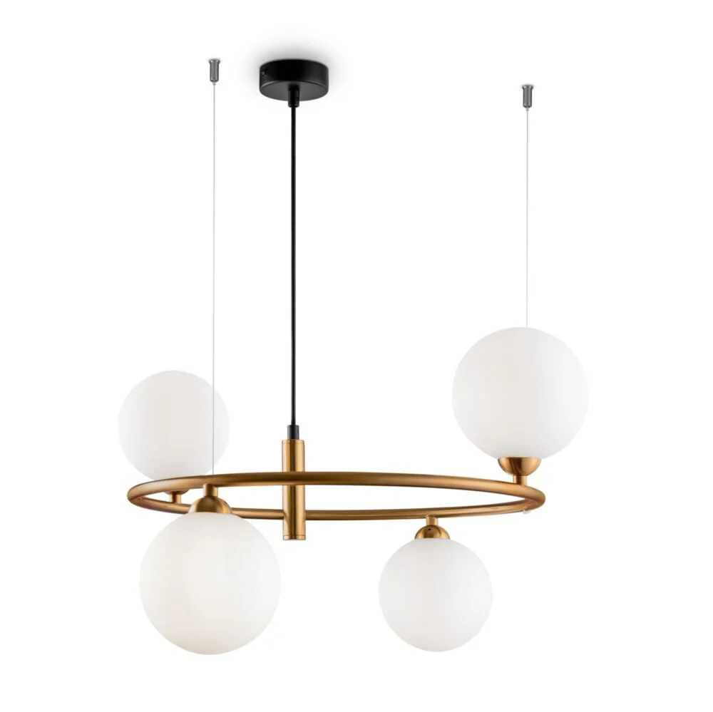Ring 4Lt Pendant Lamp - Black/White/Brass - Image 3