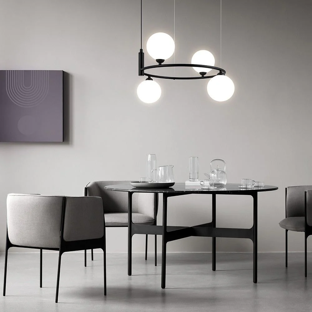 Ring 4Lt Pendant Lamp - Black/White/Brass - Image 4