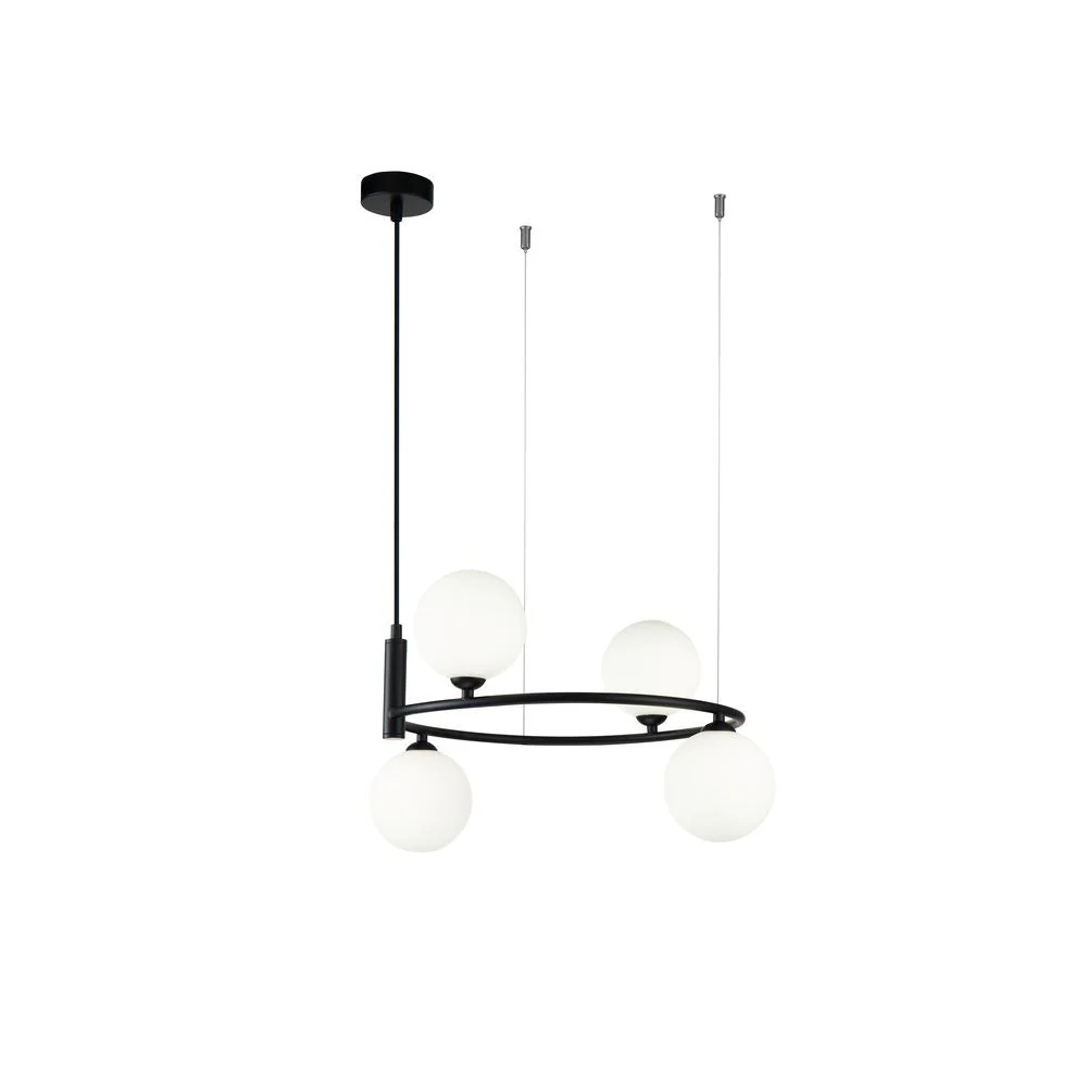 Ring 4Lt Pendant Lamp - Black/White/Brass - Image 6