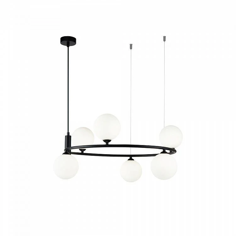 Ring 6lt Pendant Lamp - Black/White/Brass - Image 2