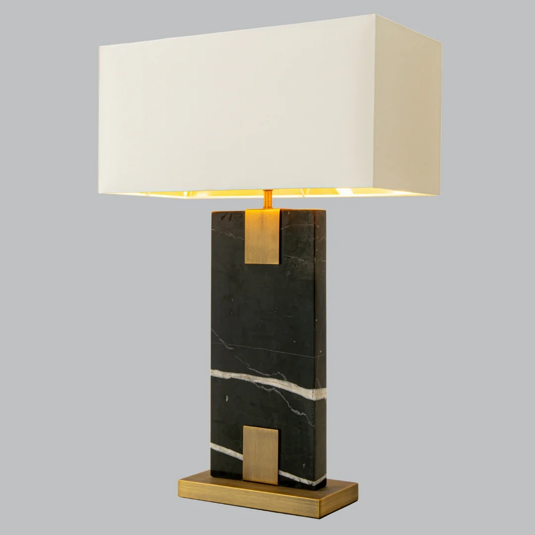 Nahanni Table Lamp - Black/White Marble - Image 2