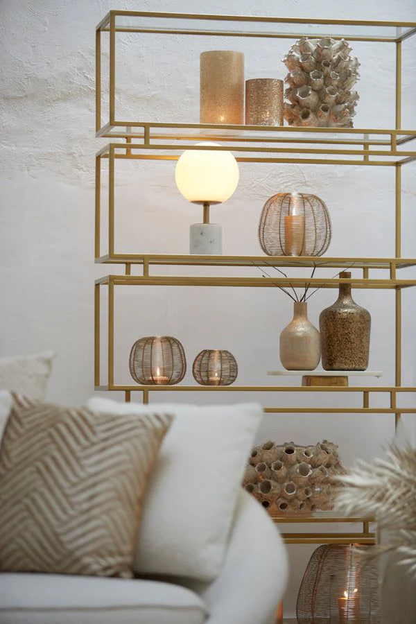 Medina Table Lamp - Matt White Glass & Antique Bronze Finish - Image 4