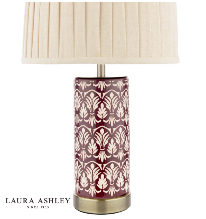 Medlock Table Lamp Purple Ceramic and Antique Brass With Shade - Image 3