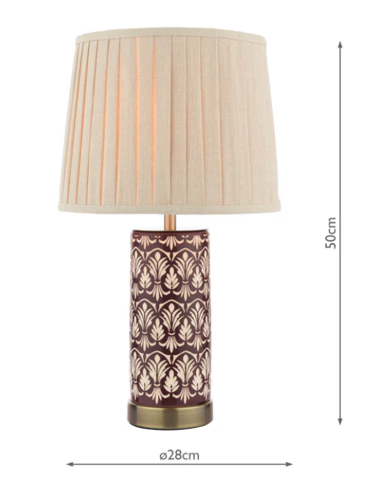 Medlock Table Lamp Purple Ceramic and Antique Brass With Shade - Image 4