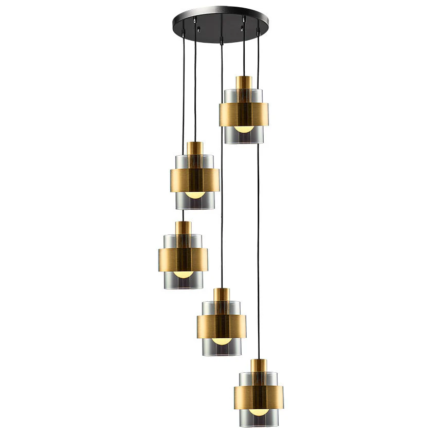 Mela Cluster Light E27 Matt Brass & Amber/Matt Brass & Smoke - Image 2