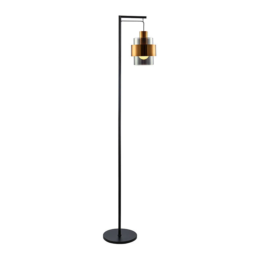 Mela Floor Lamp E27 Brass & Amber/Brass & Smoke - Image 2