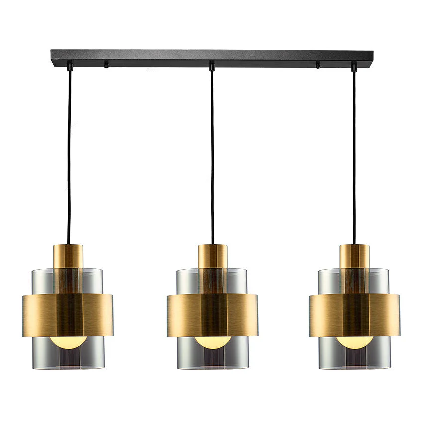 Mela Kitchen Light E27 Matt Brass & Amber/Matt Brass & Smoke - Image 2