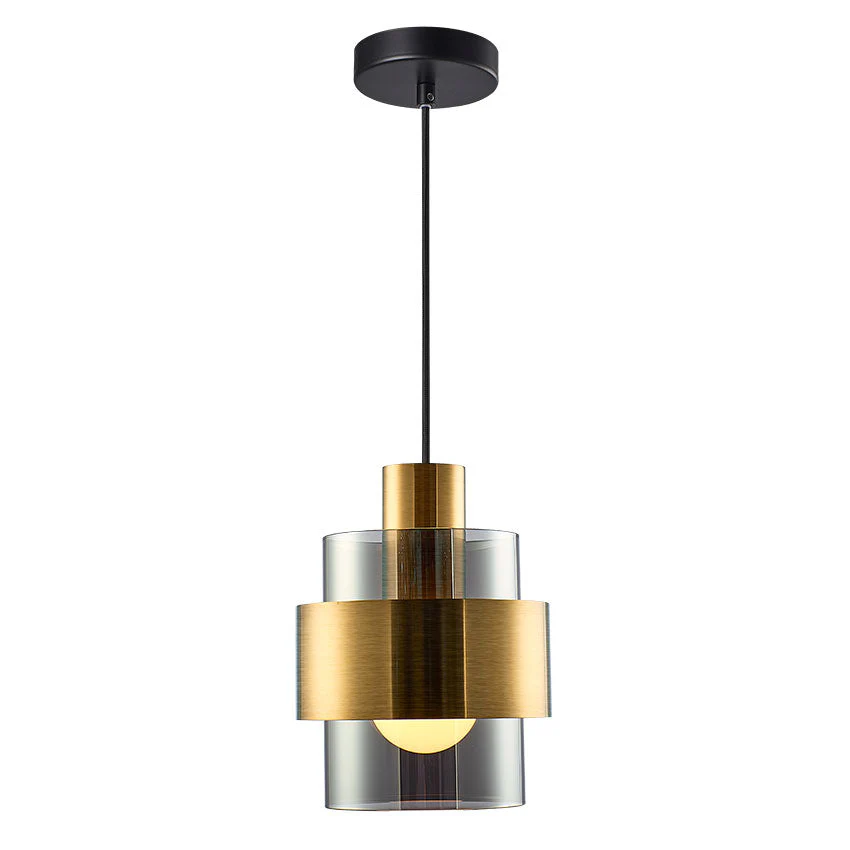 Mela Pendant Range E27 Matt Brass & Amber/Matt Brass & Smoke - Image 2