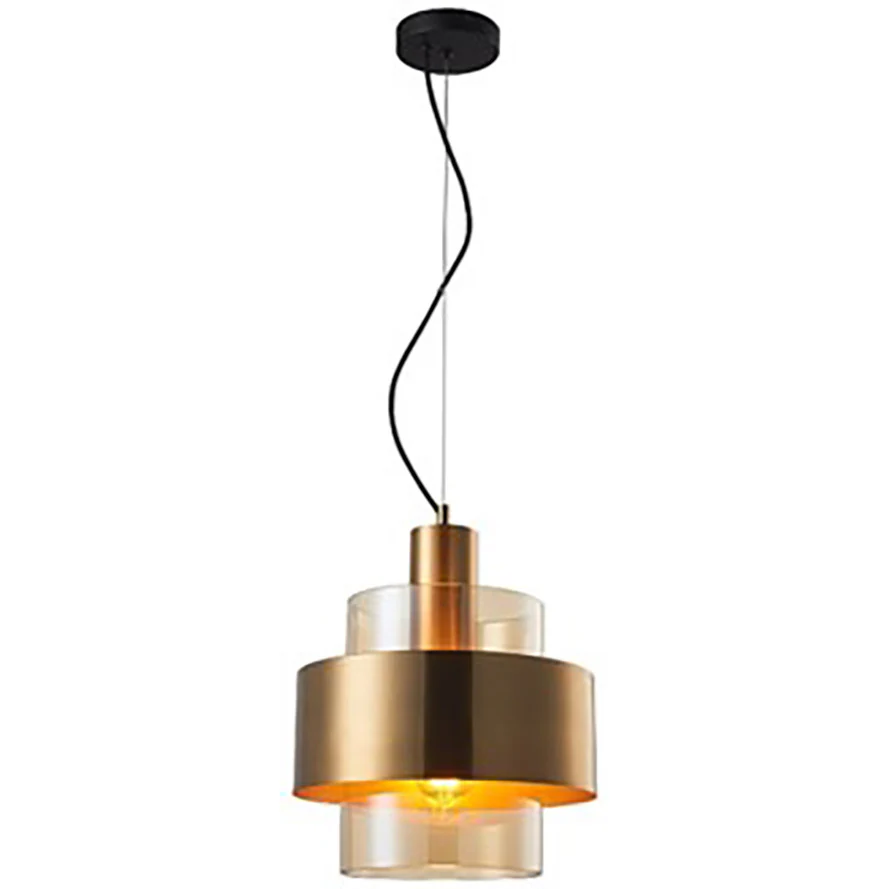 Mela Pendant Range E27 Matt Brass & Amber/Matt Brass & Smoke - Image 3