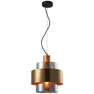 Mela Pendant Range E27 Matt Brass & Amber/Matt Brass & Smoke - Image 4