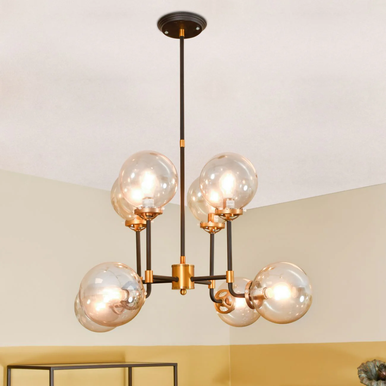 Mercer Hanging Light -  Glass Bubble Black & Brass Finish - Image 2