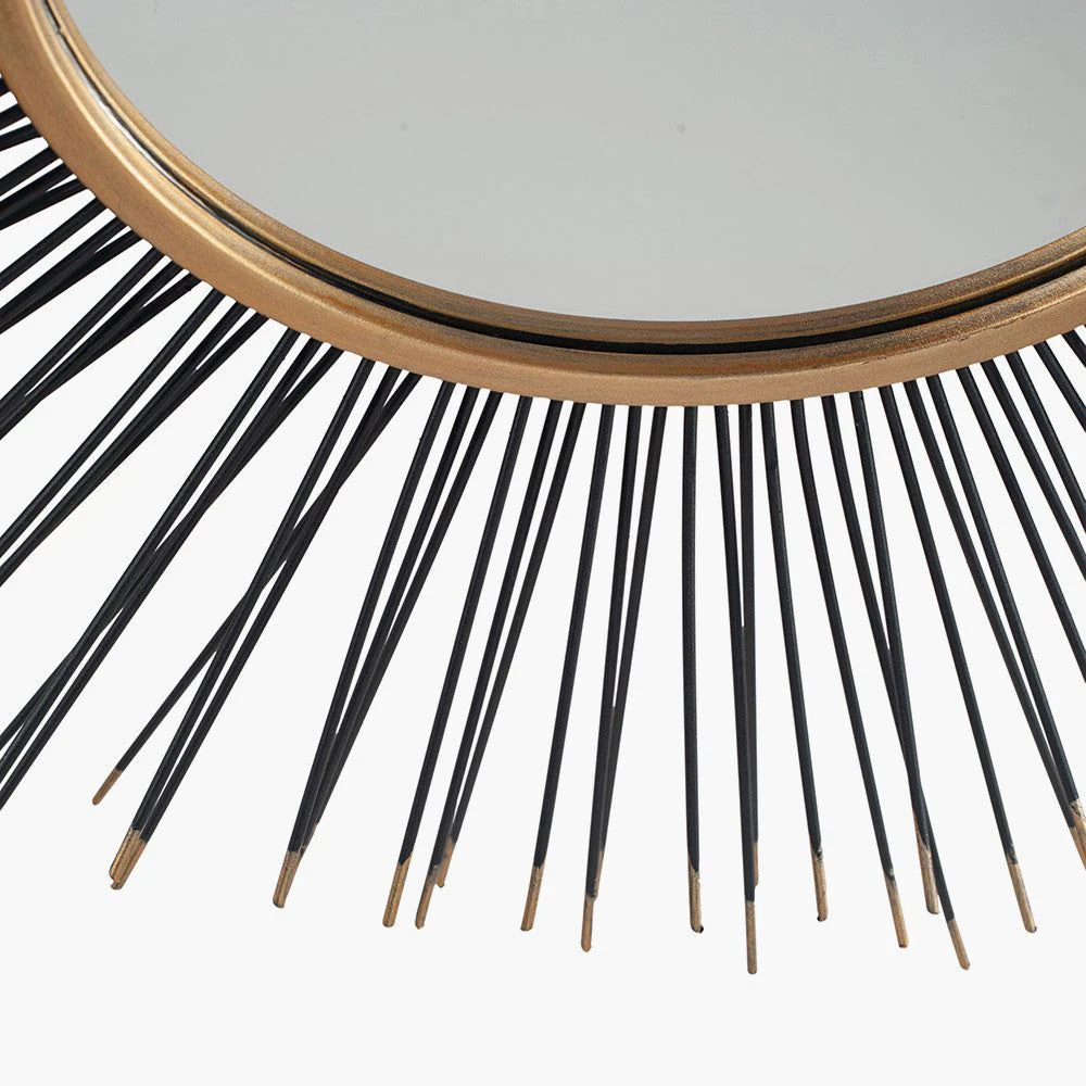 Metal Starburst Round Wall Mirror - Black & Gold/Gold Finish - Image 7