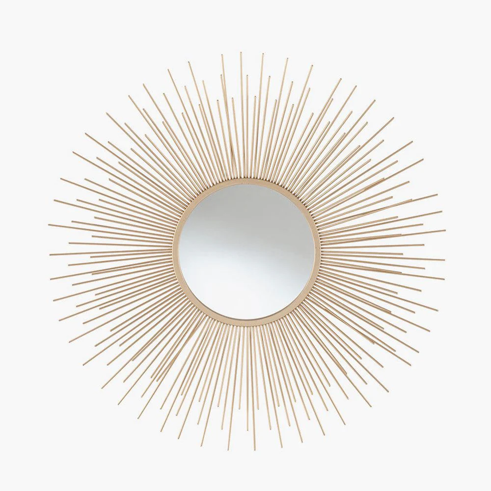 Metal Starburst Round Wall Mirror - Black & Gold/Gold Finish - Image 8