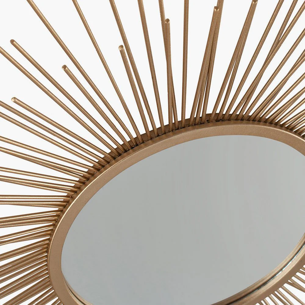 Metal Starburst Round Wall Mirror - Black & Gold/Gold Finish - Image 9