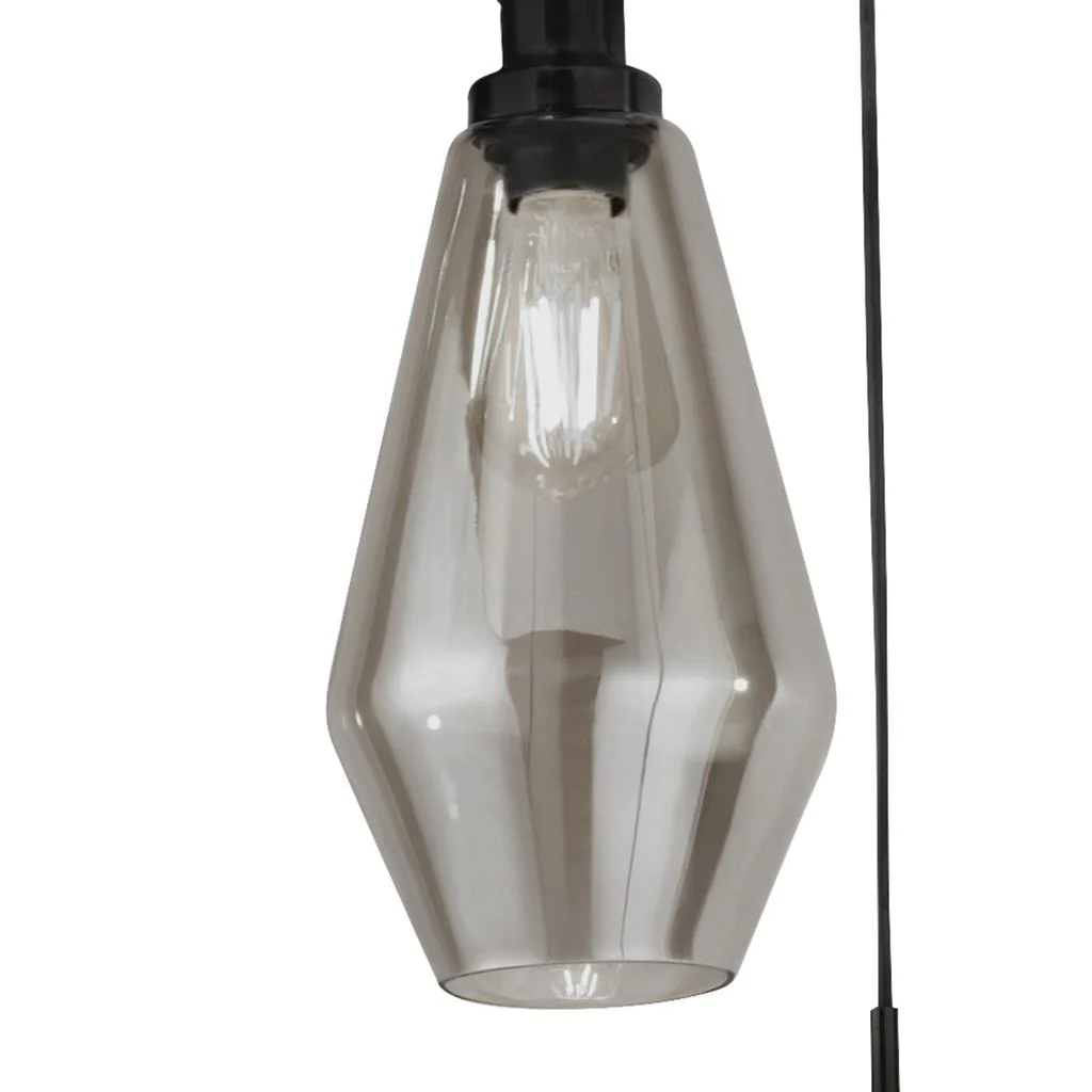 Mia 3Lt Multi-Drop Pendant - Antique Brass/Black Metal,Amber/Smoked Glass E27 - Image 7