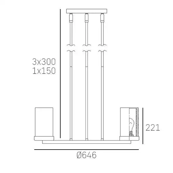 Miami 6Lt Semi Flush Polished Chrome - Image 3
