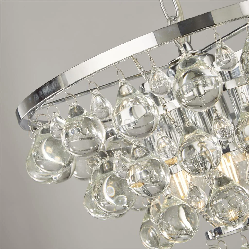 Michelle 4Lt Crystal Ceiling Light -  Chrome with Rain Drop Glass - Image 2