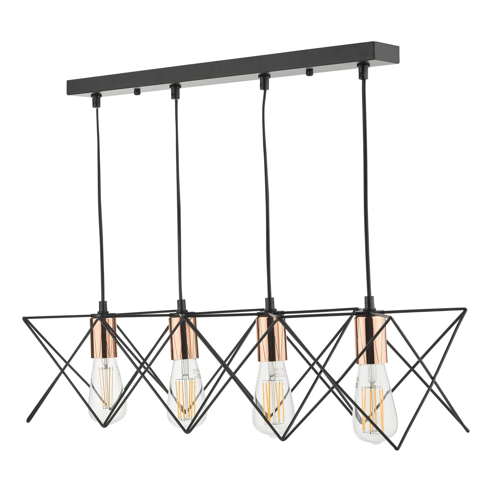 Midi 3/4/5Lt Kitchen Light Black & Bright Copper Detail - Image 2