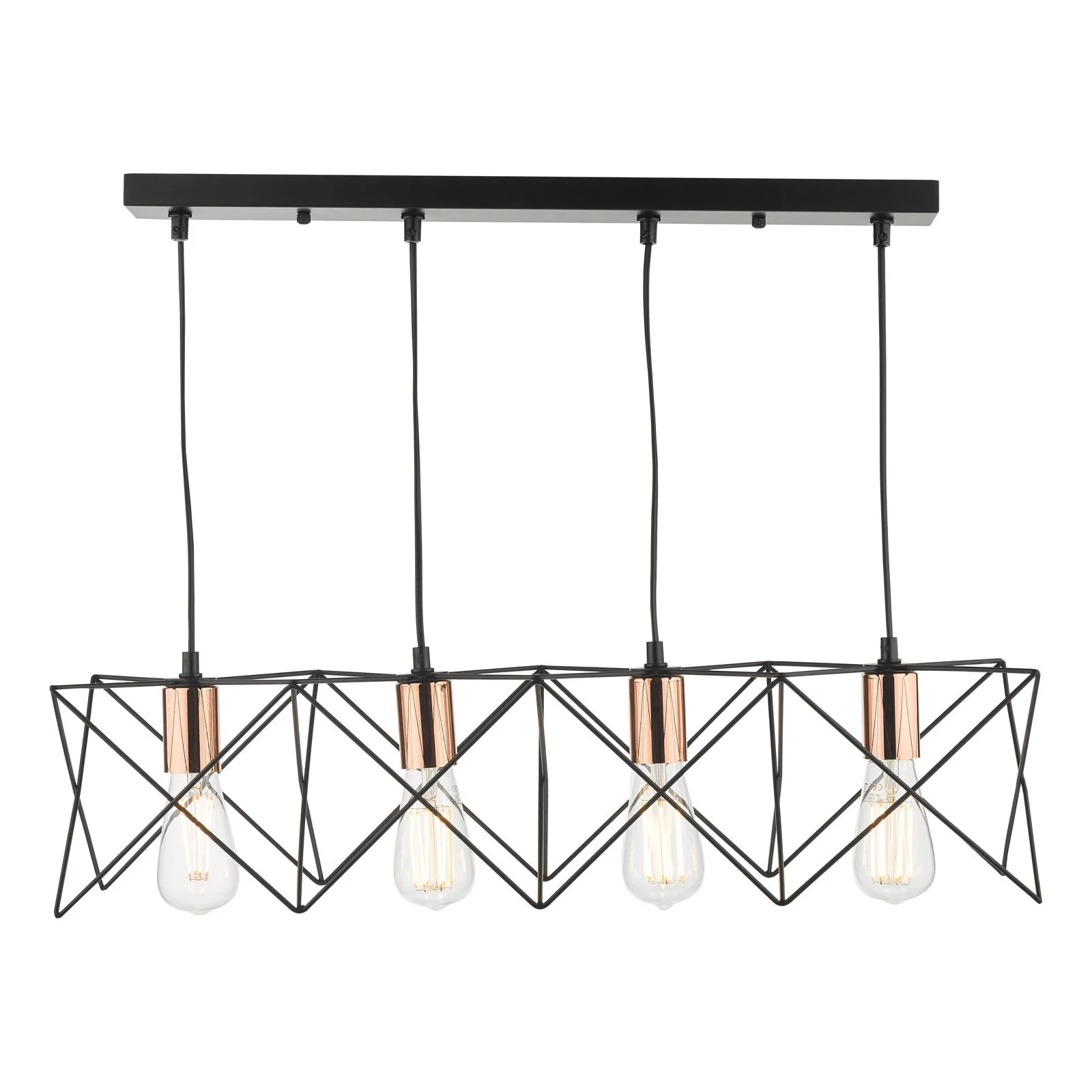 Midi 3/4/5Lt Kitchen Light Black & Bright Copper Detail - Image 3