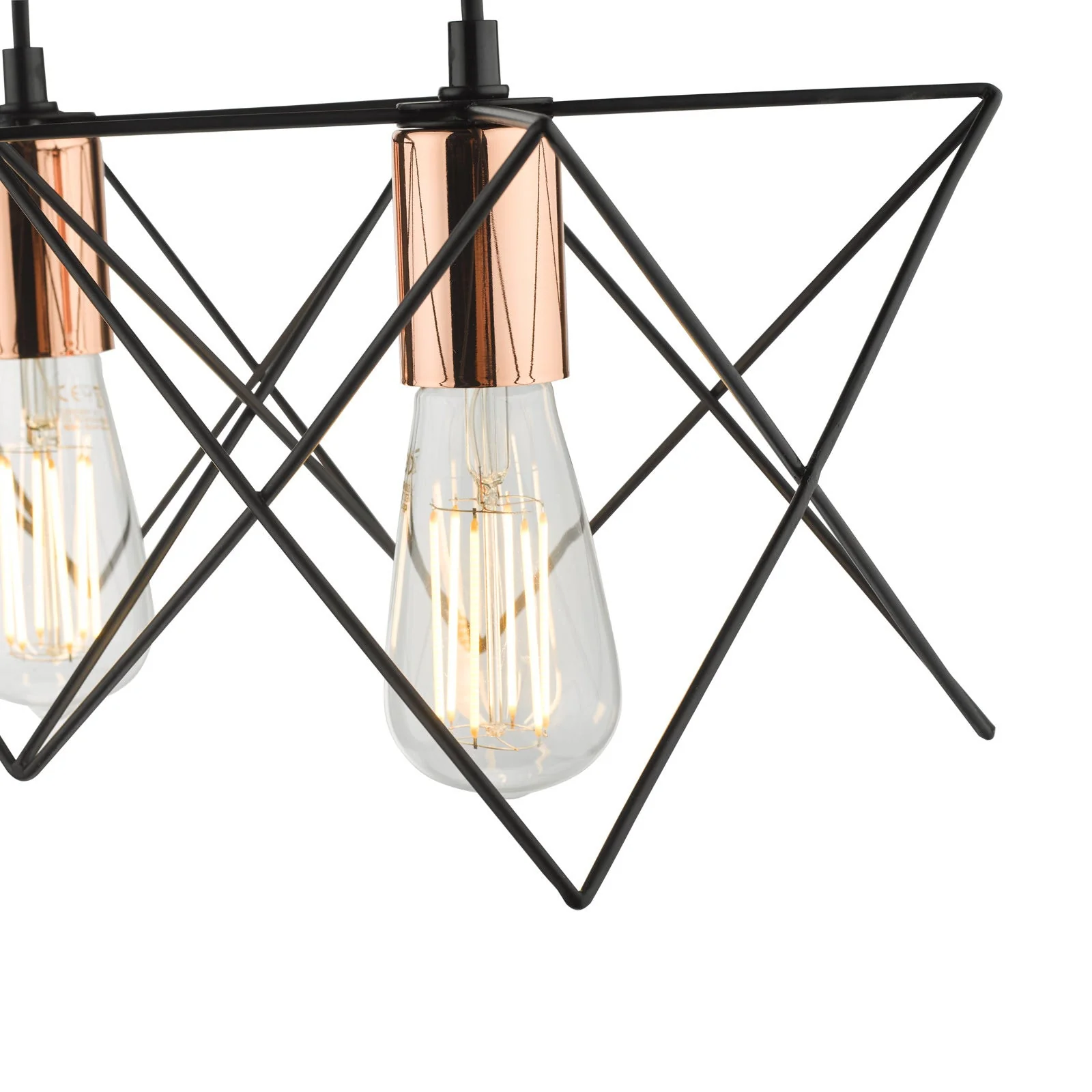 Midi 3/4/5Lt Kitchen Light Black & Bright Copper Detail - Image 4